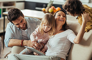 Family on the sofa